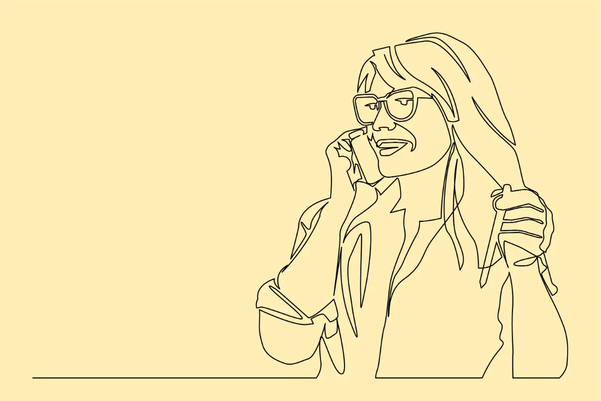 Illustrasjon av en dame som snakker i telefonen.