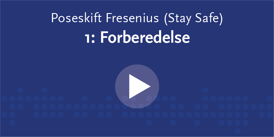 Blå boks med hvit skrift og playknapp