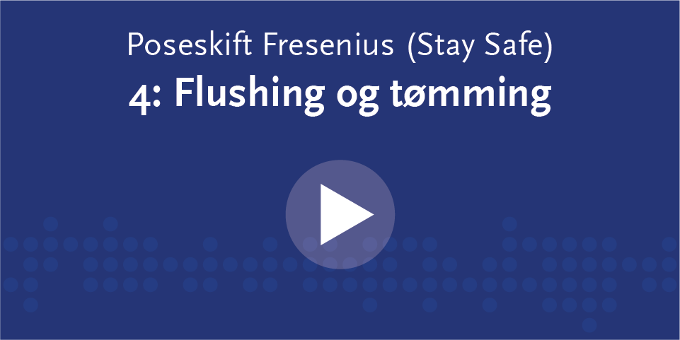 Blått rektangel med hvit skrift og playknapp på.