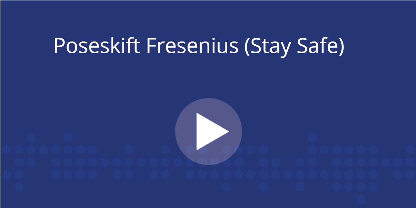 Blå boks med hvit skrift og playknapp