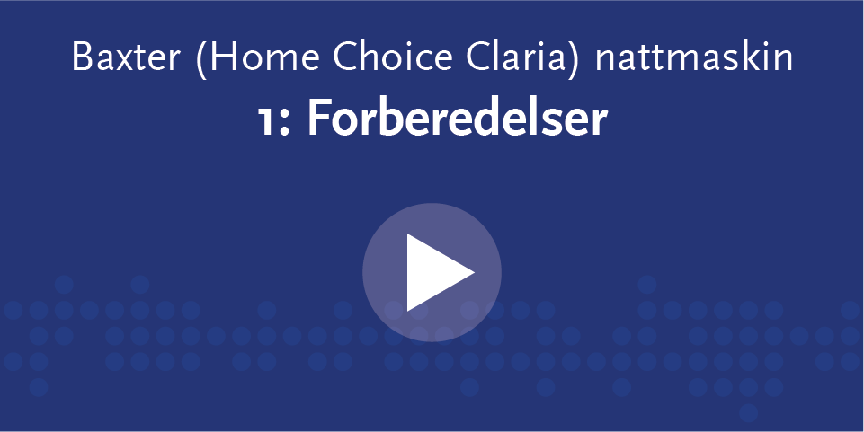 Blått rektangel med hvit skrift og playknapp