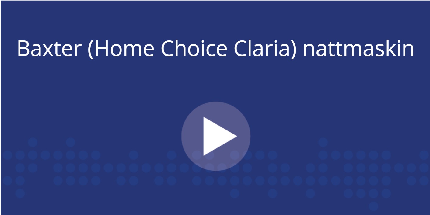 Blå boks med hvit skrift og playknapp