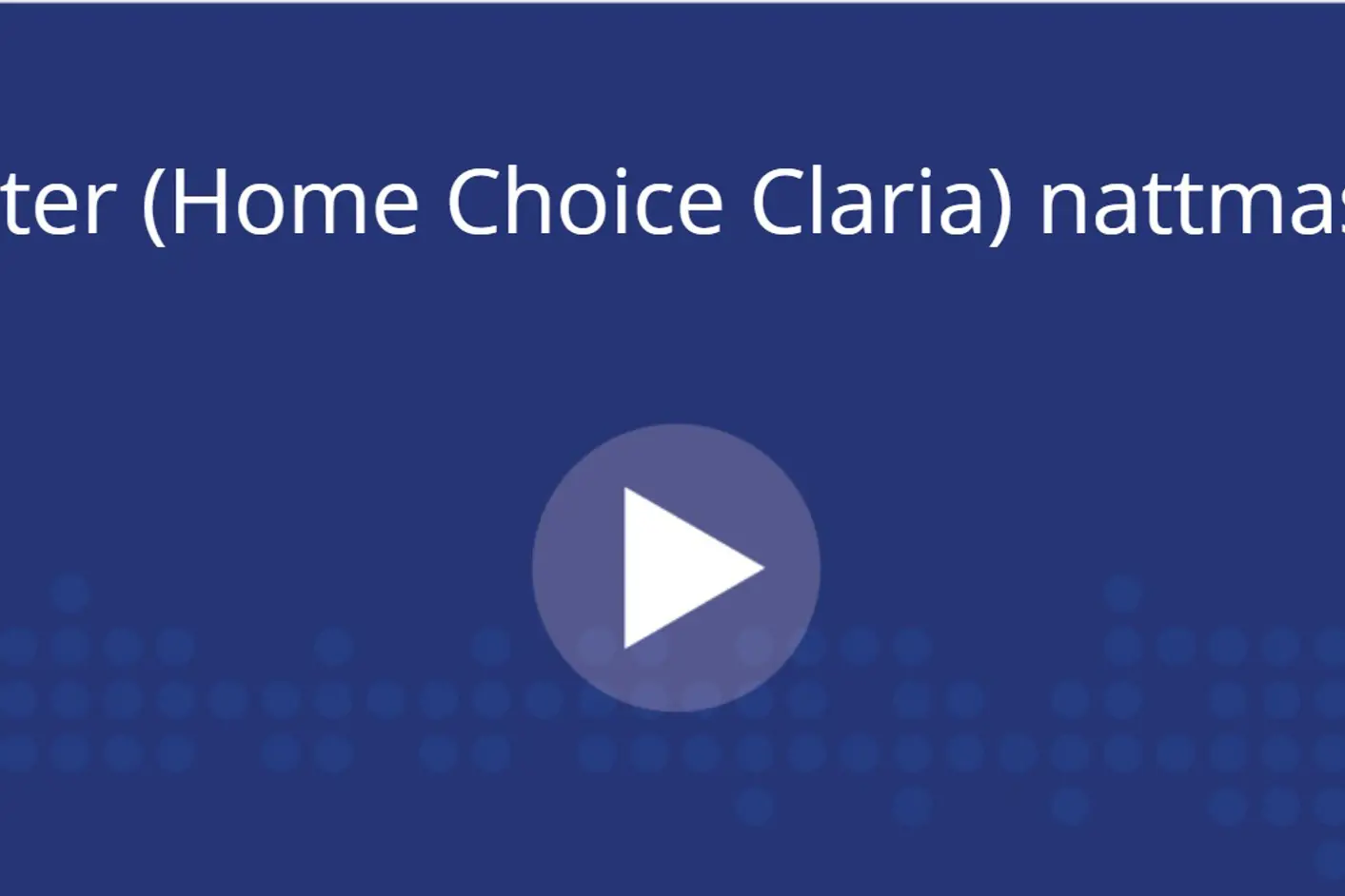 Blå boks med hvit skrift og playknapp