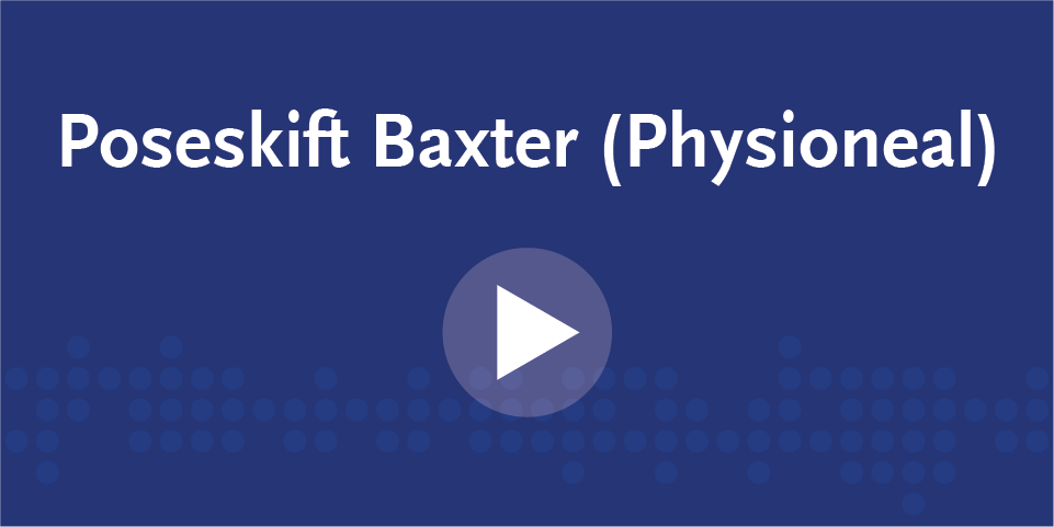 Blått rektangel med hvit skrift og playknapp