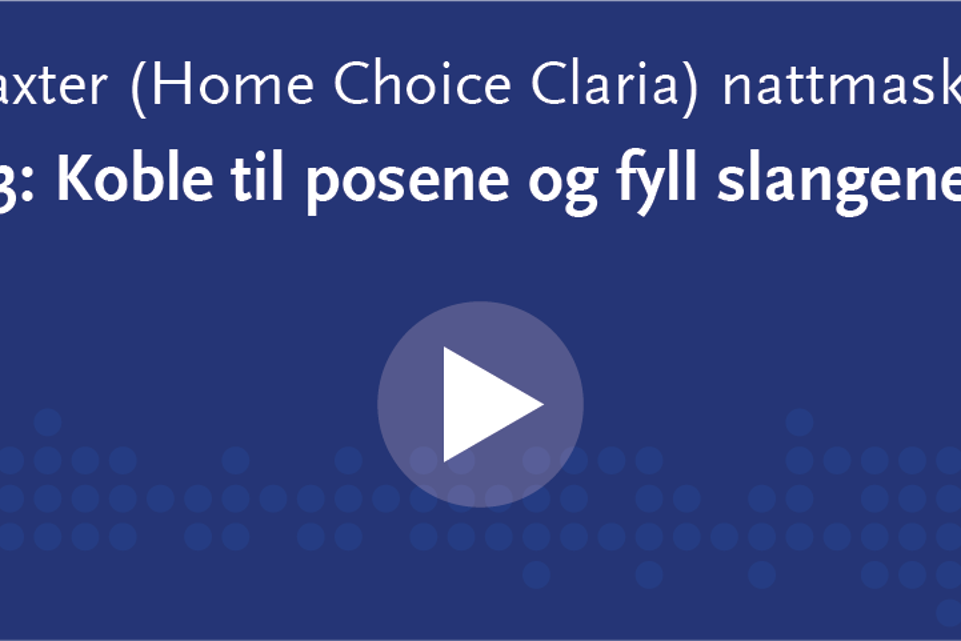 Blått rektangel med hvit skrift og playknapp