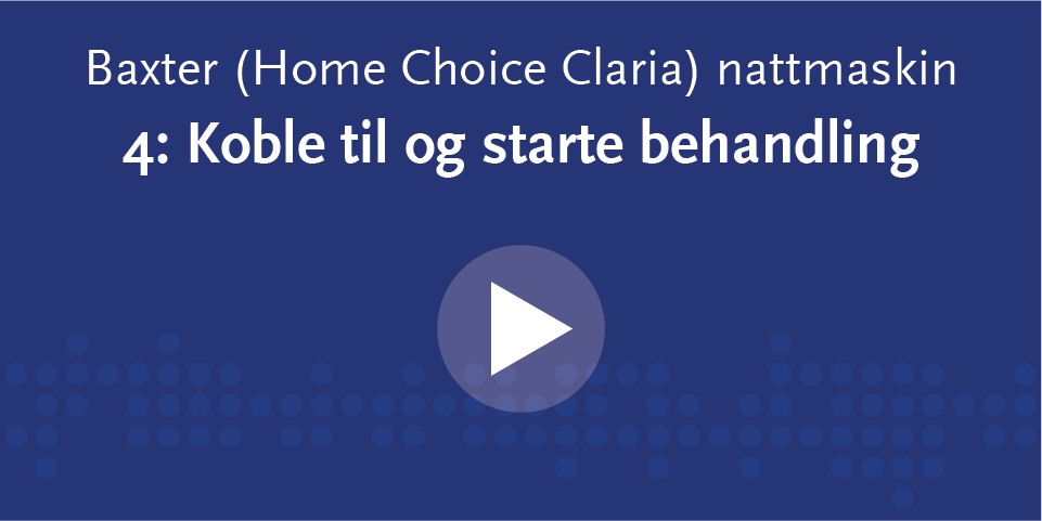 Blått rektangel med hvit skrift og playknapp
