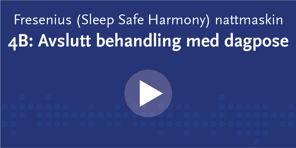 Blått rektangel med hvit skrift og playknapp på.