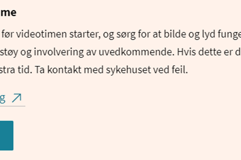 Skjermbilde. Velkomstside på helsenorge.no