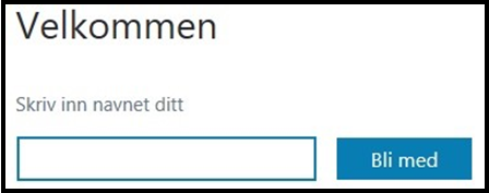 Skjermdump av velkommen-boks