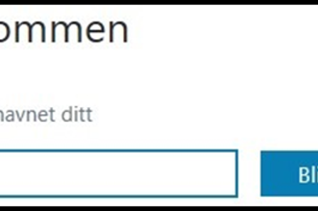 Skjermdump av velkommen-boks