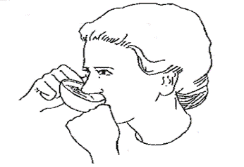 Illustrasjon av neseskylling med bolle