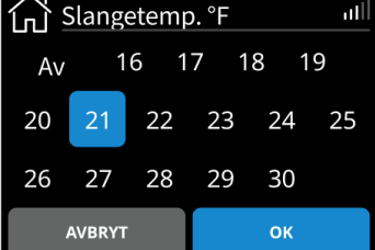 Illustrasjon av endring av slangetemperatur