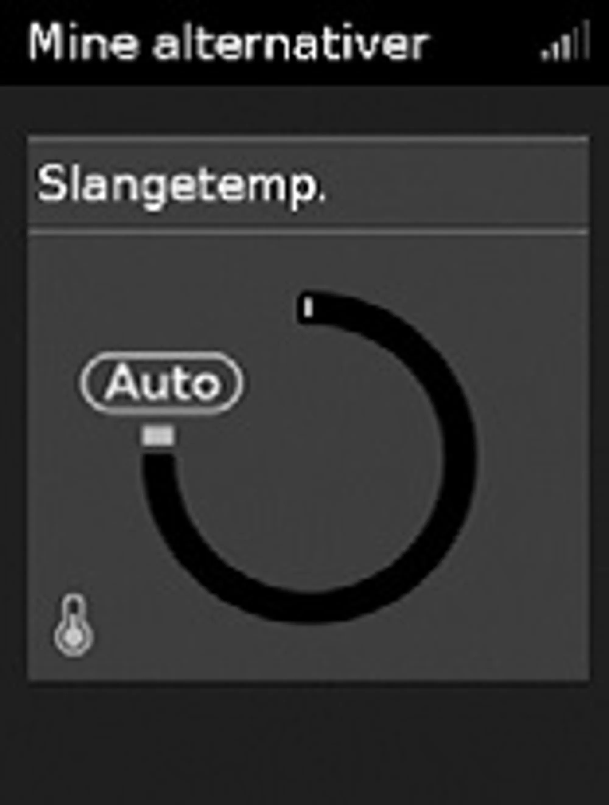 Illustrasjon av hvordan justere slangetemperatur