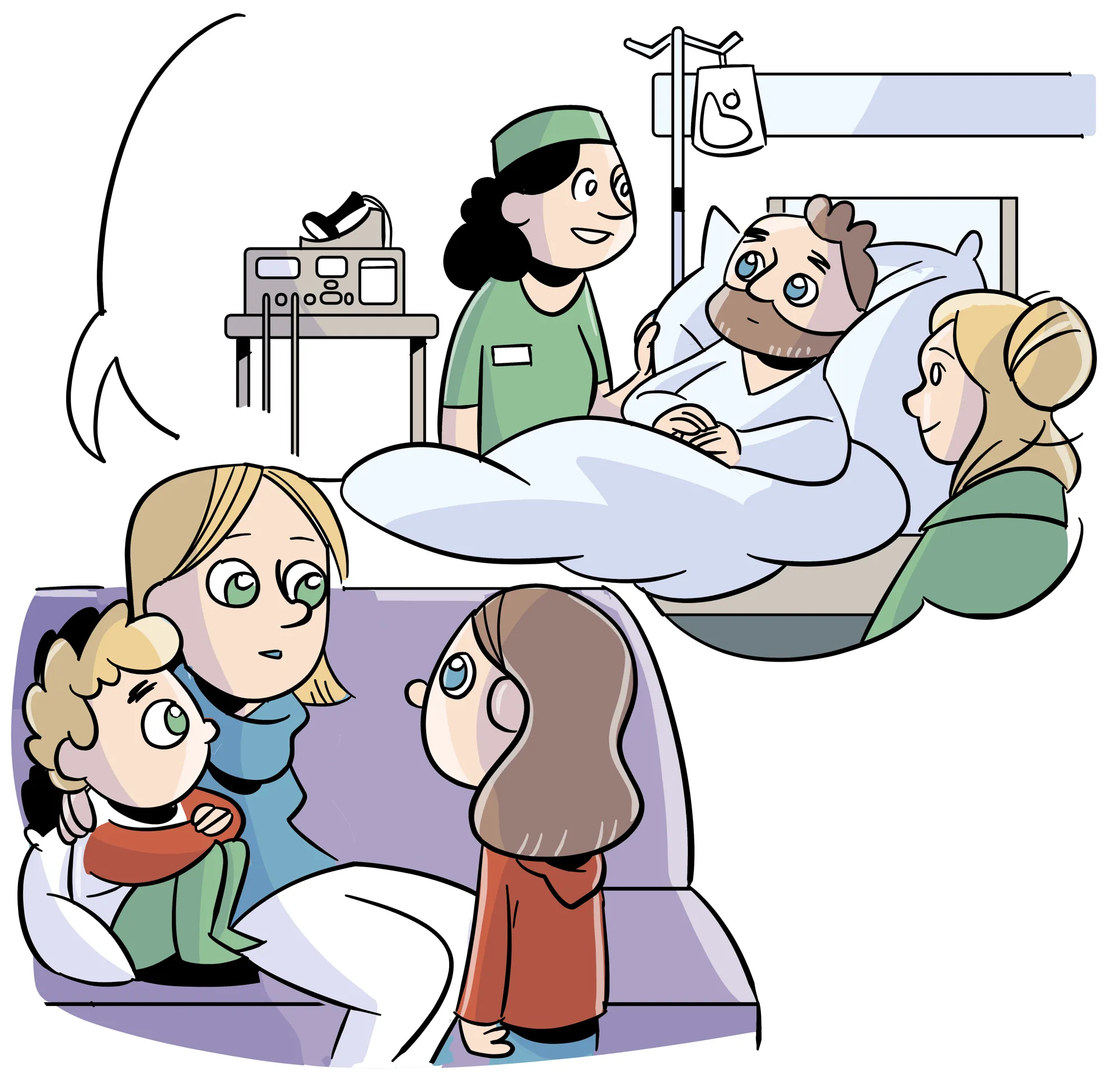 Tegning av mamma som forteller